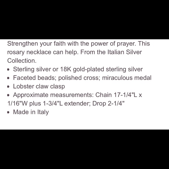 NEW Italian Sterling Silver Rosary Necklace - Picture 7 of 7